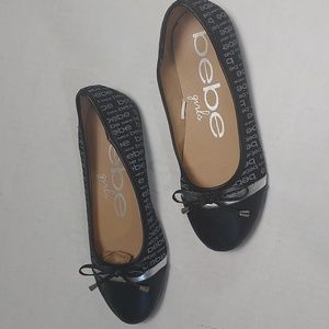 Bebe Girls Black and Gray Slip-on Flats Size 5